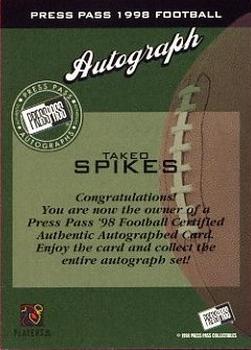 1998 Press Pass - Autographs #NNO Takeo Spikes Back