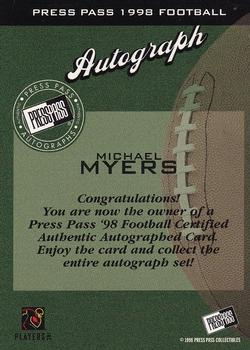 1998 Press Pass - Autographs #NNO Michael Myers Back