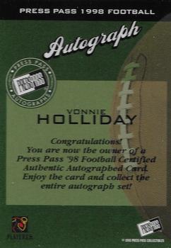 1998 Press Pass - Autographs #NNO Vonnie Holliday Back