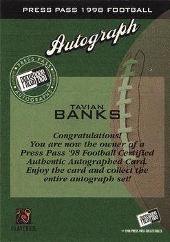 1998 Press Pass - Autographs #NNO Tavian Banks Back