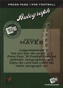 1998 Press Pass - Autographs #NNO Donald Hayes Back