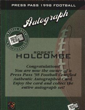 1998 Press Pass - Autographs #NNO Robert Holcombe Back