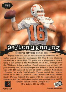 1998 Press Pass - Fields of Fury #FF1 Peyton Manning Back