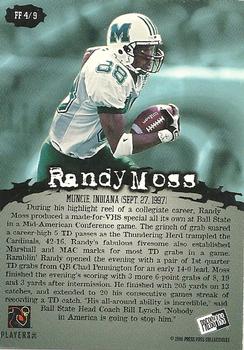 1998 Press Pass - Fields of Fury #FF4 Randy Moss Back