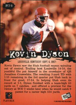 1998 Press Pass - Fields of Fury #FF7 Kevin Dyson Back