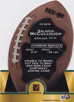 1998 Press Pass - Kick-Off #KO28 Saladin McCullough Back