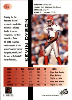 1998 Press Pass - Paydirt Red #13 Kevin Dyson Back