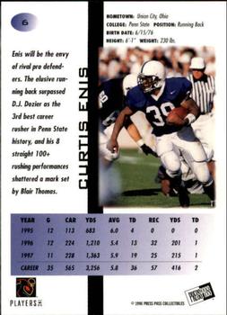 1998 Press Pass - Pick Offs Blue #6 Curtis Enis Back