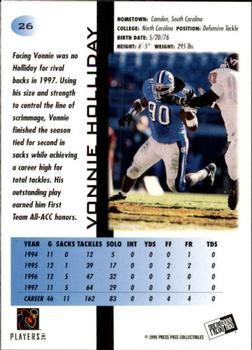 1998 Press Pass - Pick Offs Blue #26 Vonnie Holliday Back