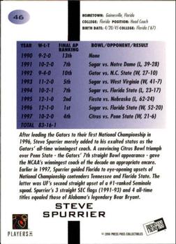 1998 Press Pass - Pick Offs Blue #46 Steve Spurrier Back