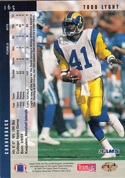 1994 Upper Deck - Electric Gold #165 Todd Lyght Back