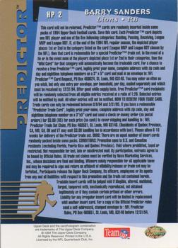 1994 Upper Deck - Predictors: Award Winners #HP2 Barry Sanders Back