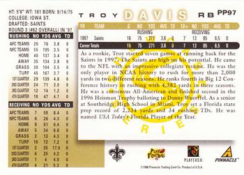1998 Score - Showcase Series #PP97 Troy Davis Back