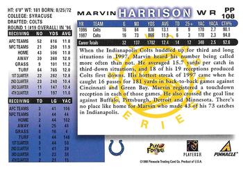 1998 Score - Showcase Series #PP108 Marvin Harrison Back