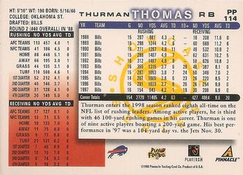 1998 Score - Showcase Series #PP114 Thurman Thomas Back