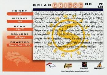 1998 Score - Showcase Series #PP135 Brian Griese Back
