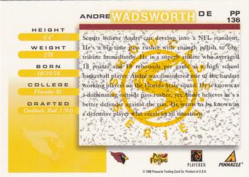 1998 Score - Showcase Series #PP136 Andre Wadsworth Back