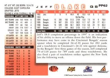 1998 Score - Artist's Proofs #PP62 Jeff Blake Back