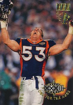 1998 SkyBox Premium - Fleet Farm #207 Romanowski celebrates Broncos' victory over Packers Front