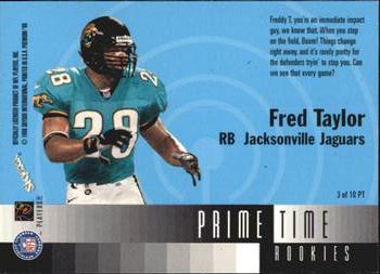 1998 SkyBox Premium - Prime Time Rookies #3 PT Fred Taylor Back