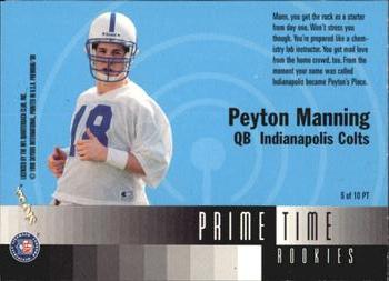 1998 SkyBox Premium - Prime Time Rookies #6 PT Peyton Manning Back