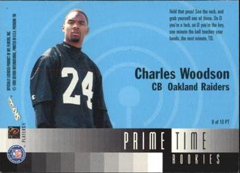 1998 SkyBox Premium - Prime Time Rookies #8 PT Charles Woodson Back