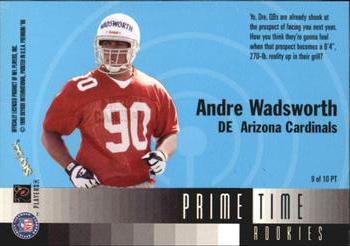 1998 SkyBox Premium - Prime Time Rookies #9 PT Andre Wadsworth Back