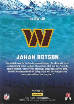 2022 Zenith - Rookie Wave #RW-JD Jahan Dotson Back