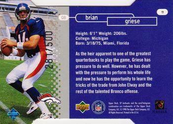 1998 SP Authentic - Die Cuts #11 Brian Griese Back