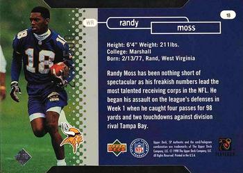 1998 SP Authentic - Die Cuts #18 Randy Moss Back