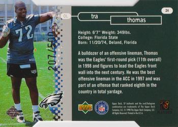 1998 SP Authentic - Die Cuts #24 Tra Thomas Back