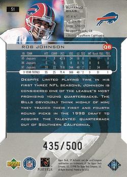 1998 SP Authentic - Die Cuts #51 Rob Johnson Back