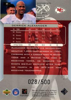 1998 SP Authentic - Die Cuts #81 Derrick Alexander Back