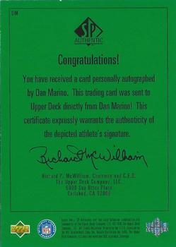 1998 SP Authentic - Player's Ink Green #DM Dan Marino Back