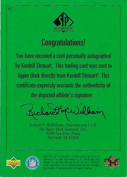 1998 SP Authentic - Player's Ink Green #KS Kordell Stewart Back