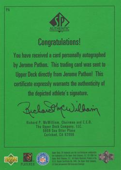 1998 SP Authentic - Player's Ink Green #PA Jerome Pathon Back