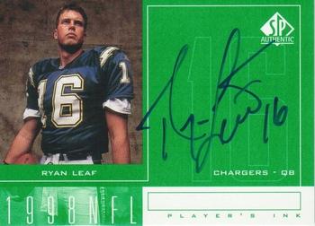 1998 SP Authentic - Player's Ink Green #RL Ryan Leaf Front