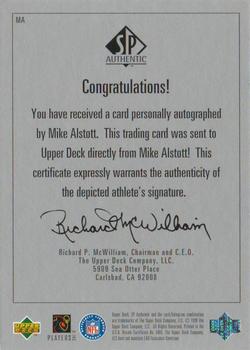 1998 SP Authentic - Player's Ink Silver #MA Mike Alstott Back