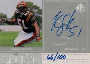 1998 SP Authentic - Player's Ink Silver #TS Takeo Spikes Front