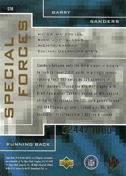 1998 SP Authentic - Special Forces #S10 Barry Sanders Back