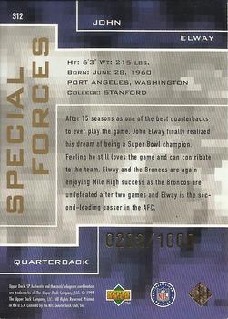 1998 SP Authentic - Special Forces #S12 John Elway Back
