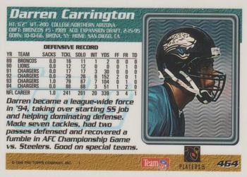 1995 Topps - Jacksonville Jaguars Boosters #464 Darren Carrington Back