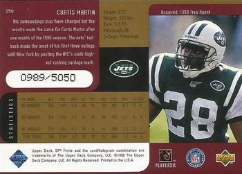 1998 SPx Finite - Radiance #250 Curtis Martin Back