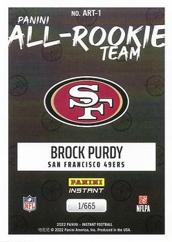 2022 Panini Instant All-Rookie Team #ART-1 Brock Purdy Back