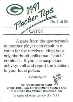 1991 Green Bay Packers Police - Pillsbury / Green Giant, Your Local Law Enforcement Agency #7 Perry Kemp Back