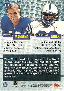 1998 Stadium Club - Double Threat #DT1 Marshall Faulk / Peyton Manning Back