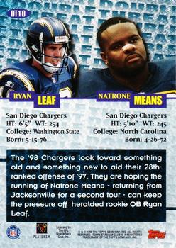 1998 Stadium Club - Double Threat #DT10 Natrone Means / Ryan Leaf Back