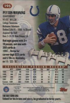 1998 Stadium Club - First Day Issue #195 Peyton Manning Back