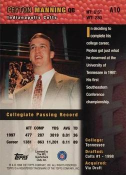 1998 Topps - Autographs #A10G Peyton Manning  Back