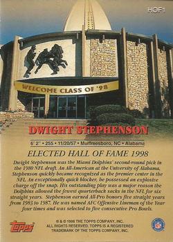 1998 Topps - Hall of Fame Class of 1998 #HOF1 Dwight Stephenson Back